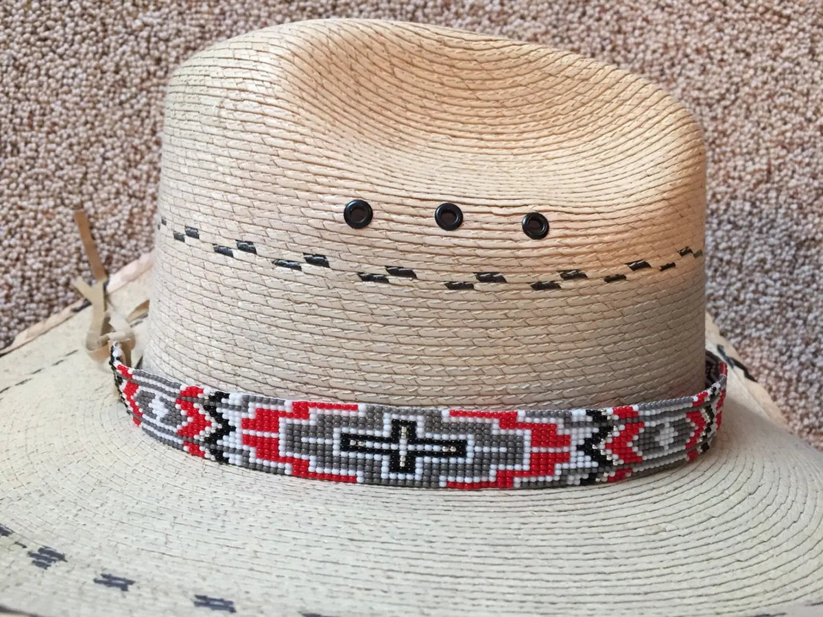 7956 Beaded Hat Bands For Cowboy And Cowgirl Hats Native Indian Hat Belt Band SALE 30% OFF - Turquoise Blue Turtle Beaded Cowboy Hat Band  main image 3
