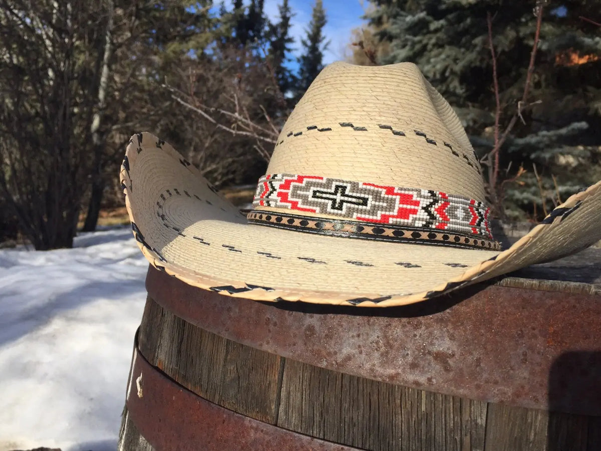 2186 Beaded Hatband Native American Style Southwestern Cowboy Hat Band Beaded Turquoise Cowboy Hat Band, Native American Beaded  main image 2