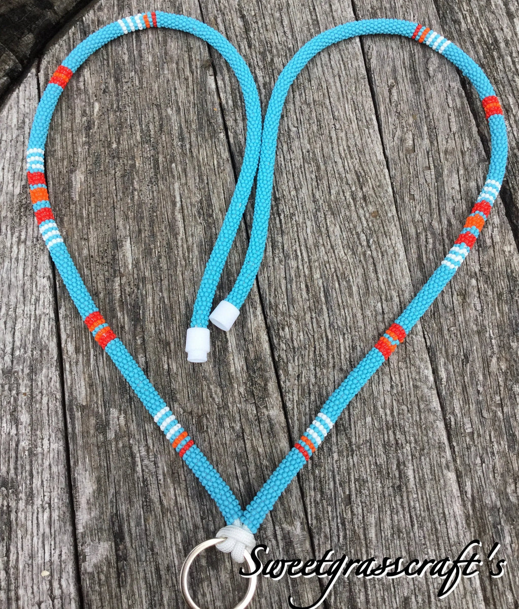 Blue Beaded Safety Lanyard – Sweetgrass Crafts