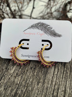 Red luster 1” beaded hoop earrings