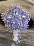 Beaded purple & silver badge reel, Native American beaded badge holder, Indigenous beadwork, beaded ID holder, ID card reel Sweetgrass Crafts