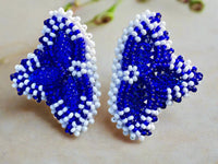 Blue & white earrings Sweetgrasscrafts