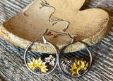 Sunflower hoop small earrings 