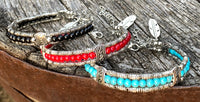 Adjustable bracelet- red, blue, black