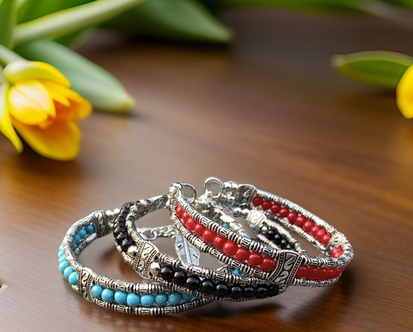 Adjustable bracelet- red, blue, black
