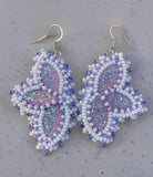 Beaded purple & white earrings Sweetgrass Crafts