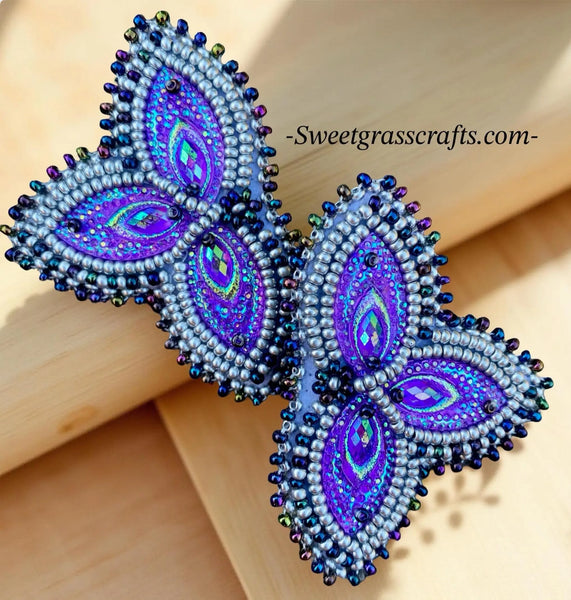 Blue peacock earrings Sweetgrass Crafts
