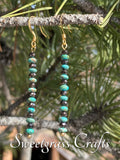 Turquoise chocolate crystal bar earrings 