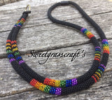 Pride Breakaway lanyard, Black Beaded Lanyard, Pride beaded lanyard, Badge holder, Cruise, key chain, ID carrier, Gay pride safety lanyard