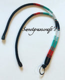 Black turquoise red white beaded safety lanyard, breakaway badge lanyard, ID holder, cruise essential