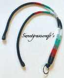 Black turquoise red white beaded safety lanyard, breakaway badge lanyard, ID holder, cruise essential