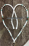 White, teal & black beaded safety lanyard, breakaway lanyard, Badge holder, long keychain, ID holder, cruise essential