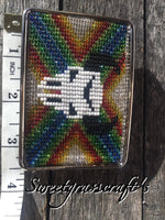 Beaded belt buckle, unisex belt buckle, Native American belt buckle, rodeo wear, western belt buckle, beaded bling, rodeo bling