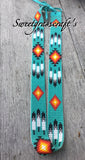 Beaded Turquoise Cowboy Hat Band, Native American Beaded Feather Cowboy Hat band, Western Hat Band, Rodeo fashion, Beaded Hat Band