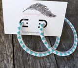 Large turquoise beaded hoop earrings, beaded hoop earrings, Indigenous earrings, turquoise earrings, statement earrings, 3” hoops