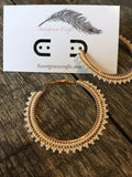 2” gold & white beaded hoop earrings