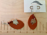 Brown leather goldstone chiefs head beaded earrings, leather earrings, chief earrings, goldstone earrings