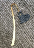 Beaded black heart bookmark, book lover gift