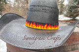 Flame Beaded Hat Band, beaded hat, Western Hat Band, Cowboy Hat Band, Wide black Hat Band, Native American Hatband, Fiery Hat Band