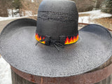 Flame Beaded Hat Band, beaded hat, Western Hat Band, Cowboy Hat Band, Wide black Hat Band, Native American Hatband, Fiery Hat Band