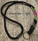 Neon beaded Safety Lanyard, Breakaway Lanyard, Black Beaded Lanyard, Native American Beaded Lanyard, Badge holder, keychain