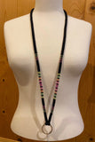 Neon beaded Safety Lanyard, Breakaway Lanyard, Black Beaded Lanyard, Native American Beaded Lanyard, Badge holder, keychain