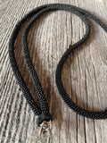 Beaded black or matte black lanyard, safety lanyard, breakaway lanyard, beaded badge holder, pass holder, beaded ID holder