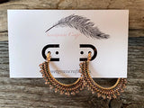 Rose gold iridescent beaded hoop 5cm earrings, 2 ”beaded hoop earrings, beaded hoop earrings, copper earrings