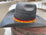 Flame Beaded Hat Band, beaded hat, Western Hat Band, Cowboy Hat Band, Wide black Hat Band, Native American Hatband, Fiery Hat Band