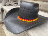 Flame Beaded Hat Band, beaded hat, Western Hat Band, Cowboy Hat Band, Wide black Hat Band, Native American Hatband, Fiery Hat Band