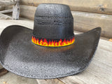Flame Beaded Hat Band, beaded hat, Western Hat Band, Cowboy Hat Band, Wide black Hat Band, Native American Hatband, Fiery Hat Band