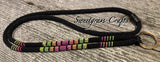 Neon beaded Safety Lanyard, Breakaway Lanyard, Black Beaded Lanyard, Native American Beaded Lanyard, Badge holder, keychain