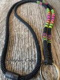 Neon beaded Safety Lanyard, Breakaway Lanyard, Black Beaded Lanyard, Native American Beaded Lanyard, Badge holder, keychain