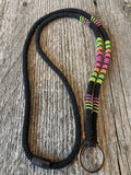 Neon beaded Safety Lanyard, Breakaway Lanyard, Black Beaded Lanyard, Native American Beaded Lanyard, Badge holder, keychain