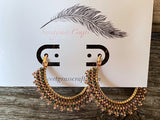 Rose gold iridescent beaded hoop 5cm earrings, 2 ”beaded hoop earrings, beaded hoop earrings, copper earrings