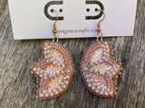 Native American beaded copper,earrings, rose gold flower beaded earrings, butterfly earrings, beaded earrings, Mardi Gras earrings