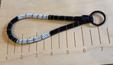 Black & white keychain, Beaded key chain, 5” wristlet beaded keychain, Beaded wristlet, beaded key fob,wristlet