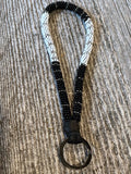 Black & white keychain, Beaded key chain, 5” wristlet beaded keychain, Beaded wristlet, beaded key fob,wristlet