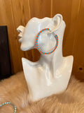 Large turquoise beaded hoop earrings, beaded hoop earrings, Indigenous earrings, turquoise earrings, statement earrings, 3” hoops