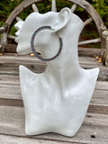 3 inch beaded turquoise & red hoop earrings