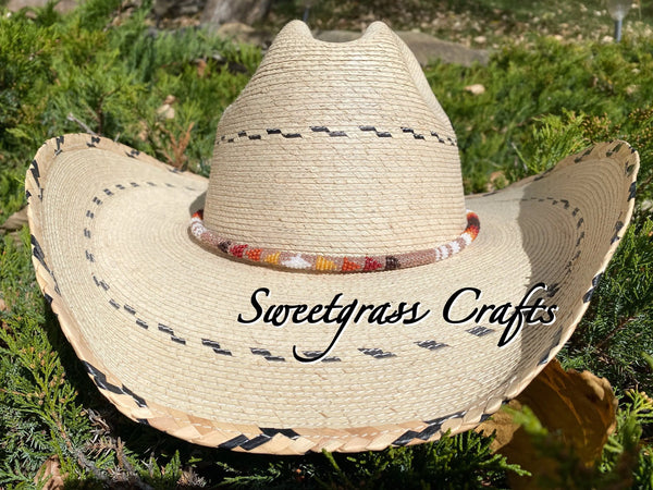 Southwest round beaded hat band, beaded rope necklace, fedora hat band, western hat band, cowboy hat band, unisex beaded hat band,