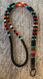 Black with multiple colour beaded safety breakaway lanyard