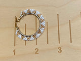 1 1/2” inch gold & white beaded hoop earrings, gold hoop earrings, summer earrings, white hoops, light earrings