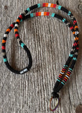 Black with multiple colour beaded safety breakaway lanyard
