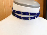 Royal blue & silver beaded hat band, fedora hat band, western hat band, cowboy hat band, unisex beaded hat band, western fashion