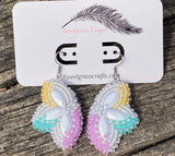 Native American Beaded Earrings, multi colour beaded earrings, butterfly earrings, Easter flower earrings, spring earrings,