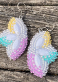Native American Beaded Earrings, multi colour beaded earrings, butterfly earrings, Easter flower earrings, spring earrings,
