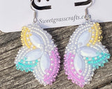 Native American Beaded Earrings, multi colour beaded earrings, butterfly earrings, Easter flower earrings, spring earrings,