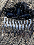 Black beaded hair comb