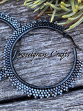 Hematite & black spiked 2 1/2’ hoop earrings, ;are black hoop earrings